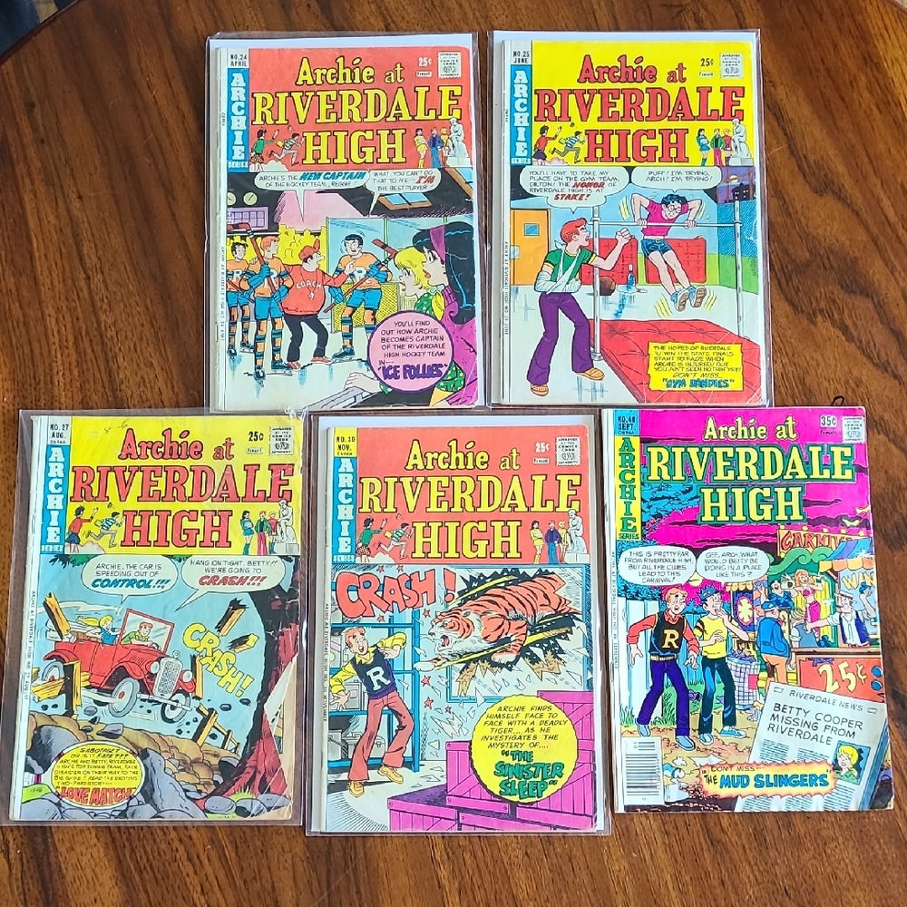 Archie at Riverdale High Giant Comic Book Set No 24, 25, 27, 30,48 Vintage